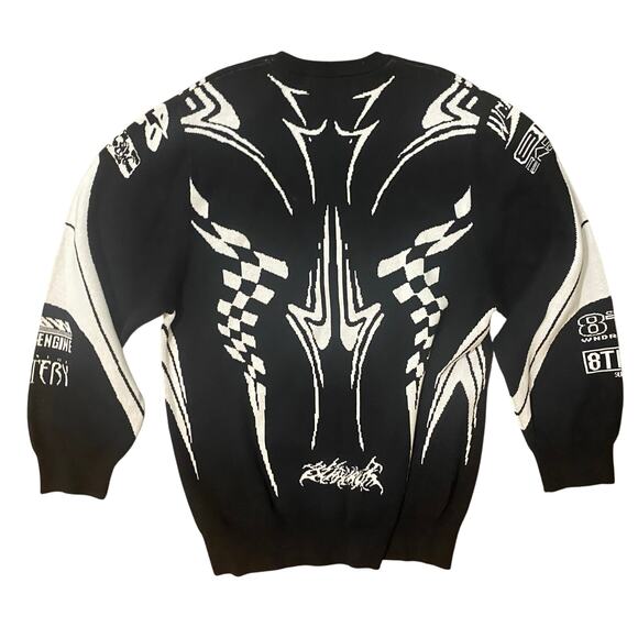 8thWNDR Moto Cross Knit Cotton Sweatshirt Size Medium - Picture 2 of 7